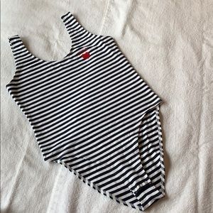 Topshop PETITE Stripe 'Amour' Slogan Bodysuit
